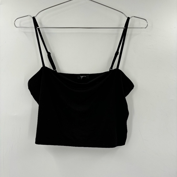 Express Tops - Express Body Contour Spaghetti Strap Crop Top Black Size Medium